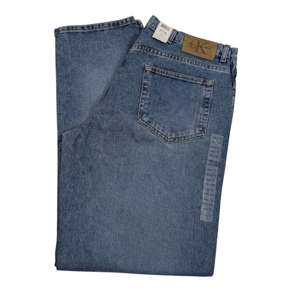 Calvin Klein Jeans Mens 40x34 Blue Easy Fit Denim Straight 412 Indigo - NEW